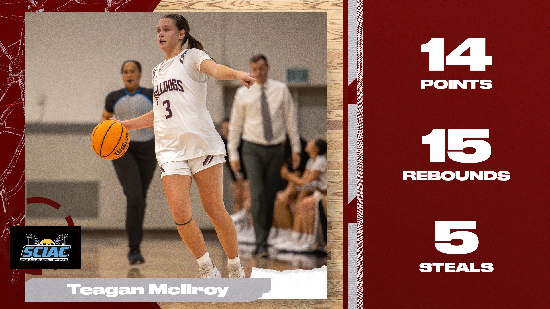 Teagan McIIroy named SCIAC Defensive Athlete of the Week