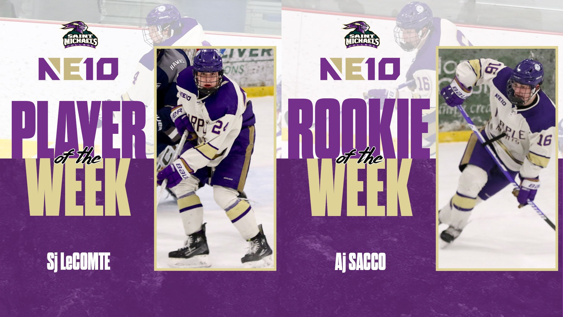 Sj LeComte NE10 Player of the Week Aj Sacco NE10 Rookie of the Week