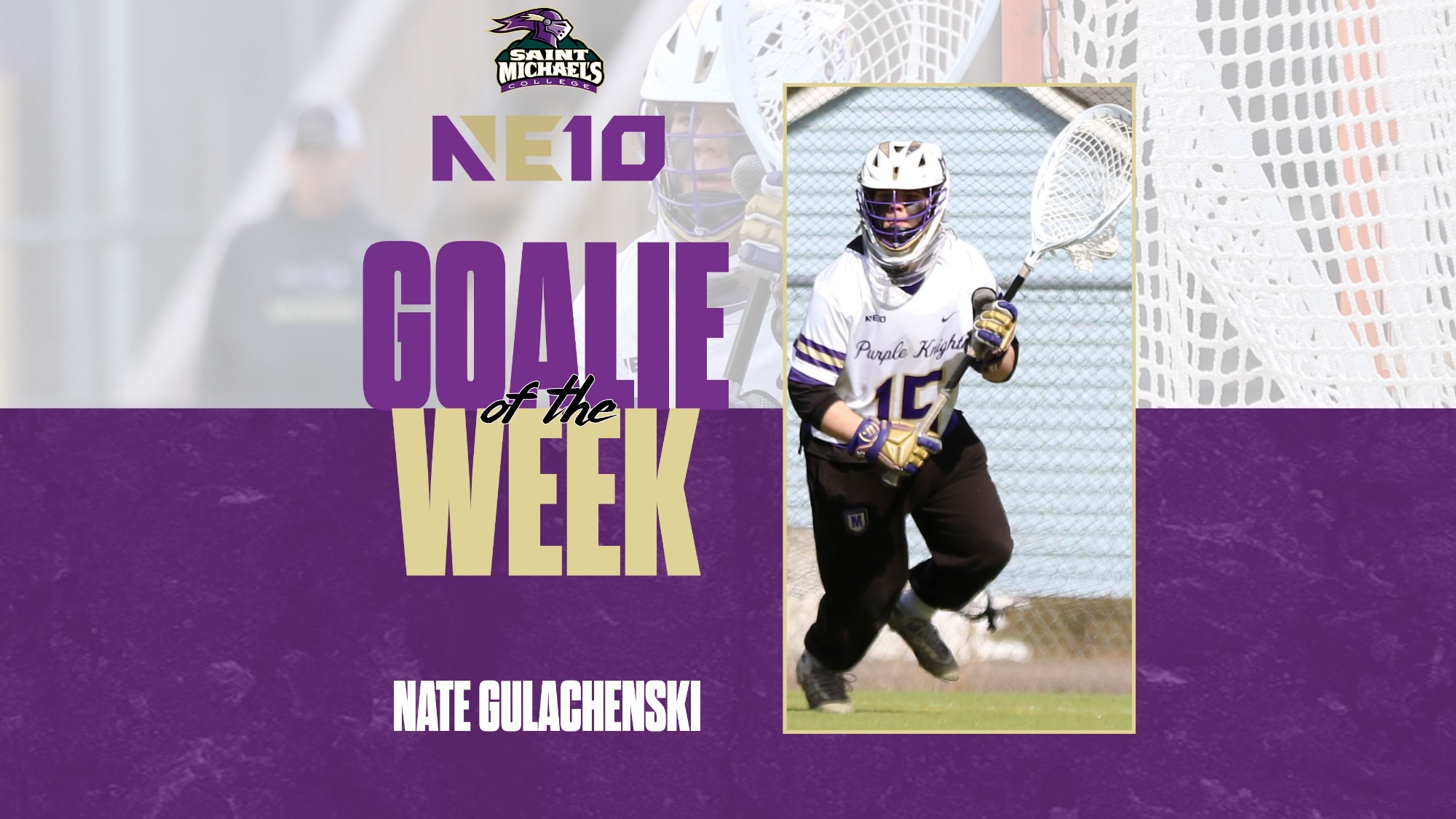 Nate Gulachenski NE10 Goalie of the Week