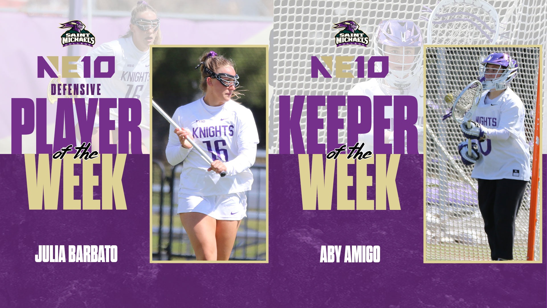 Julia Barbato NE10 Defensive POTW Aby Amigo NE10 Goalkeeper of the Week