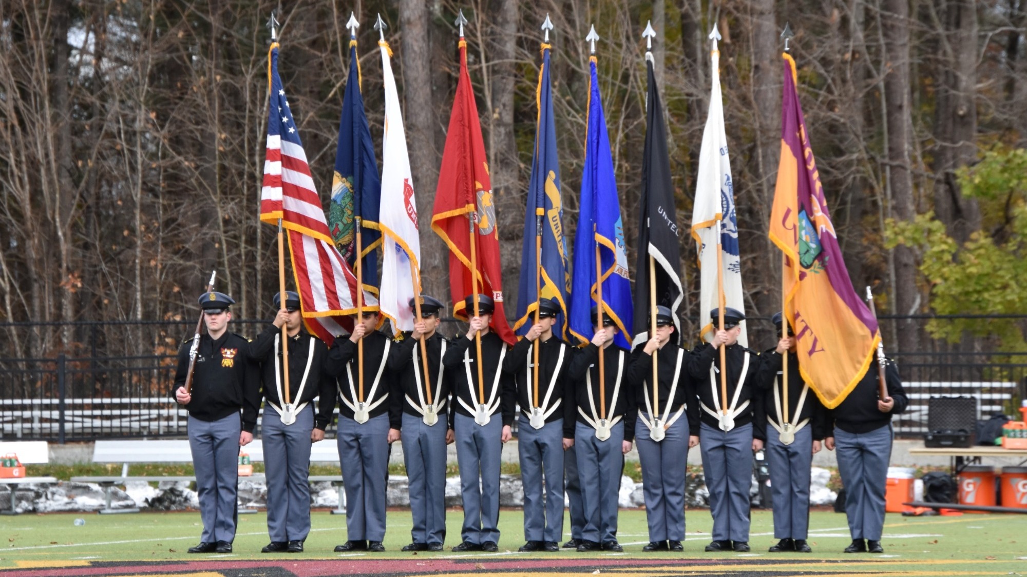 Honor Guard during National Anthem at Norwich v. Salve Regina Football