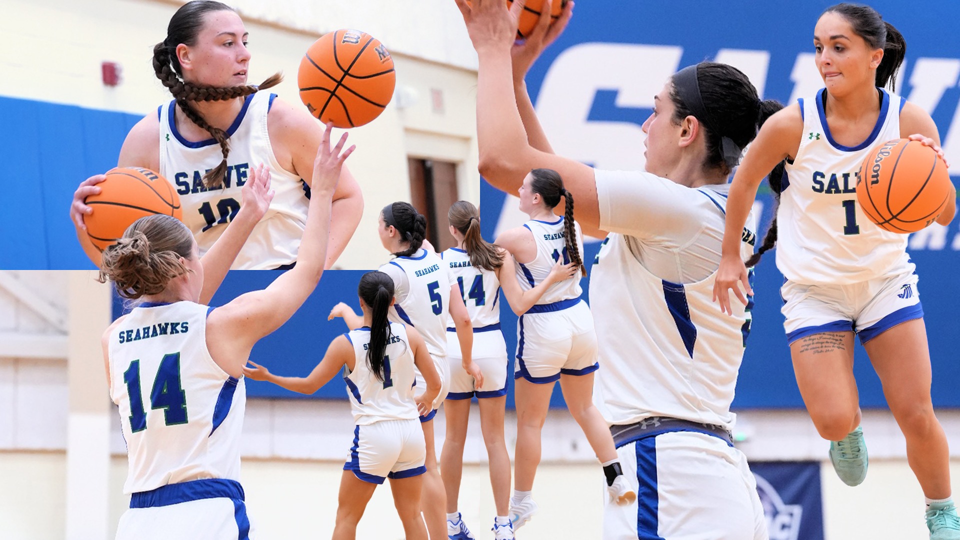 Captains for Salve Regina women's basketball - Marissa Forino, Deanna Linscott, Sofia Neary, Colleen Ohrtman