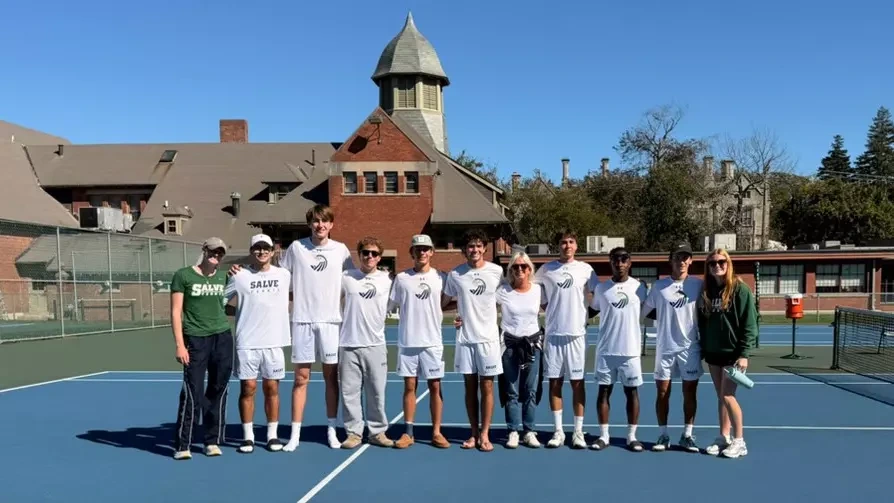 Salve Regina men's tennis with hall of fame inductee Beth-Anne Rafanelli '96