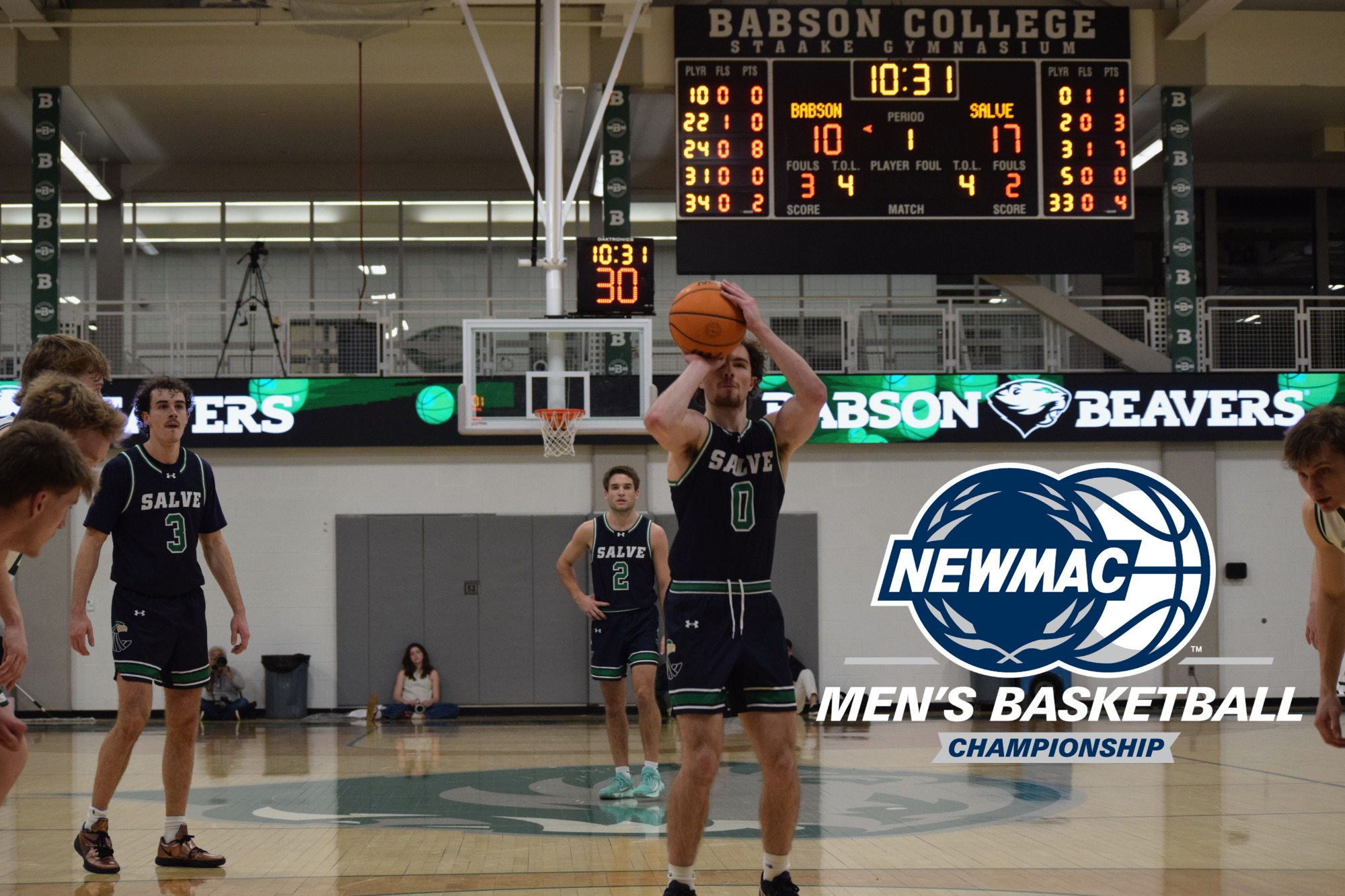 Salve Regina took its largest lead of the game at 18-10 on two free throws by Domenic Malvey with 10:31 to go in the first half
