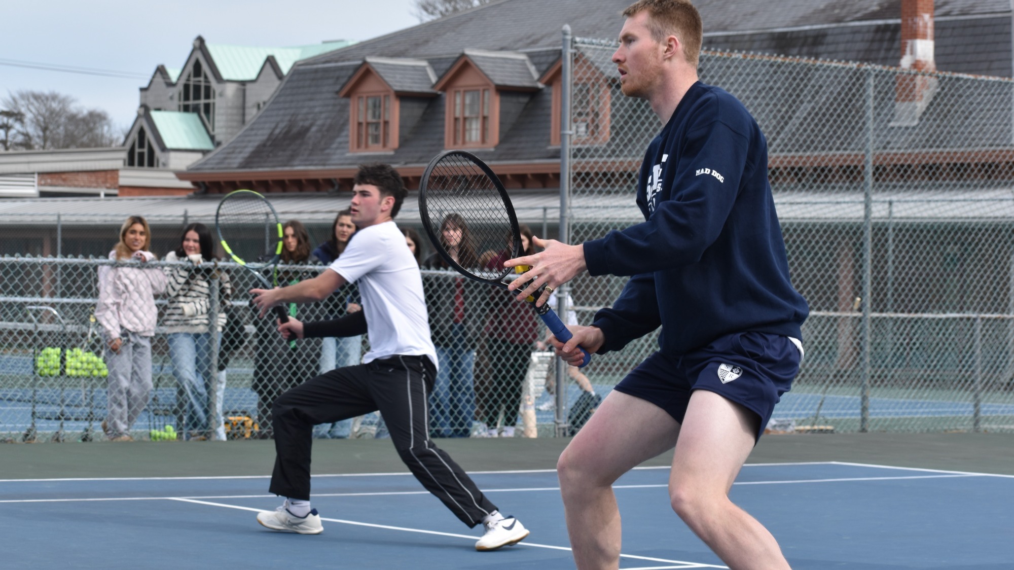 Kole Pinto and Jacob Faulise battle at second doubles