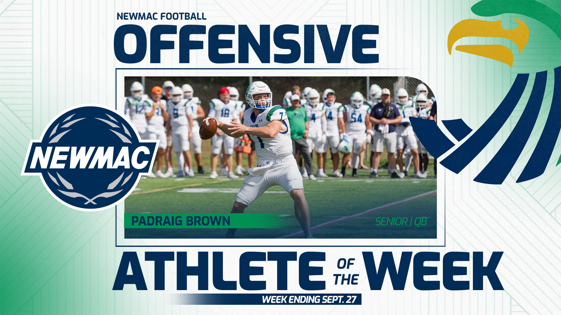 Padraig Brown - NEWMAC Offensive Athlete of the Week (ending Sept. 27)