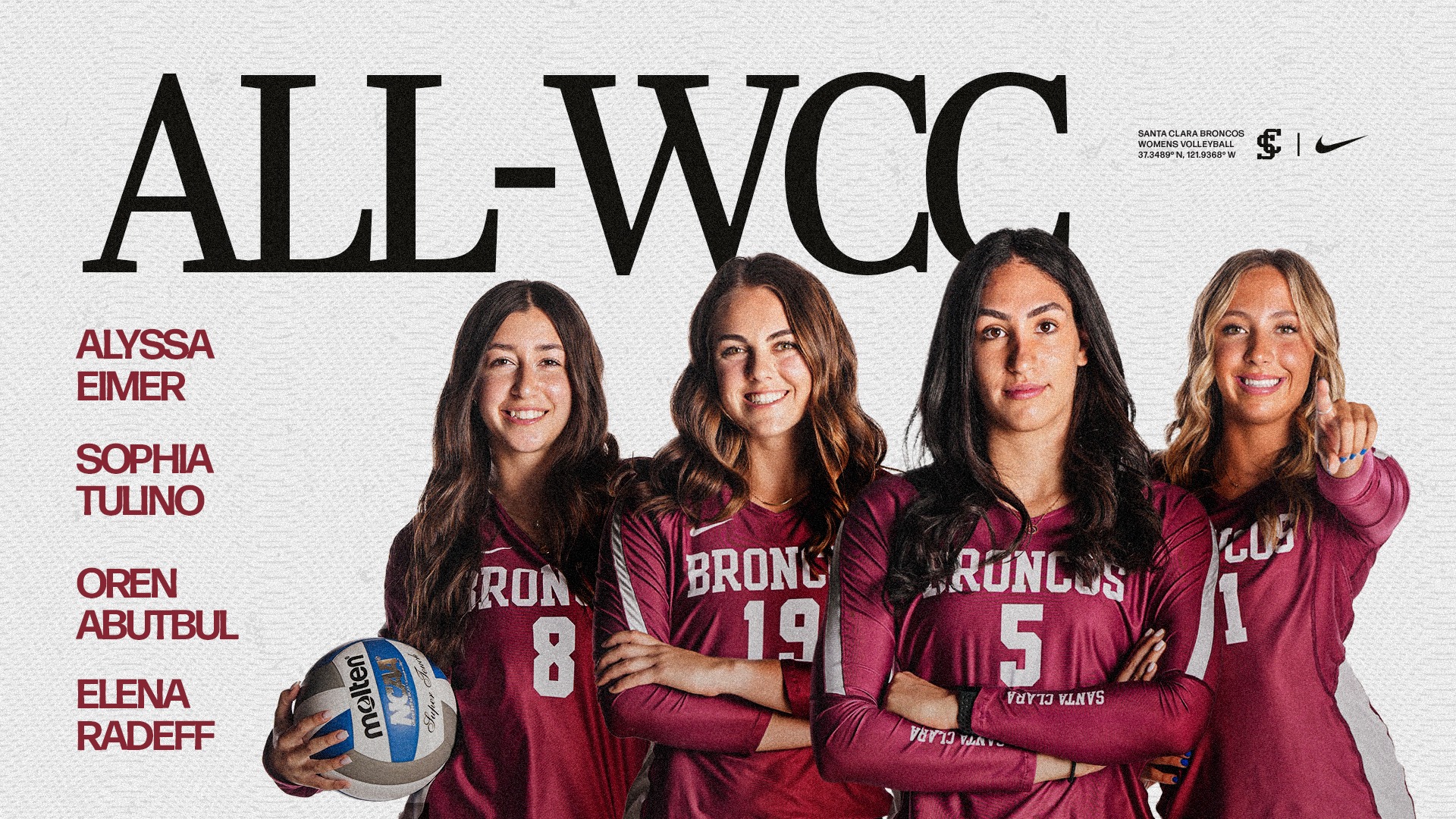 Volleyball Has Four Honored with AllWCC Accolades Santa Clara University