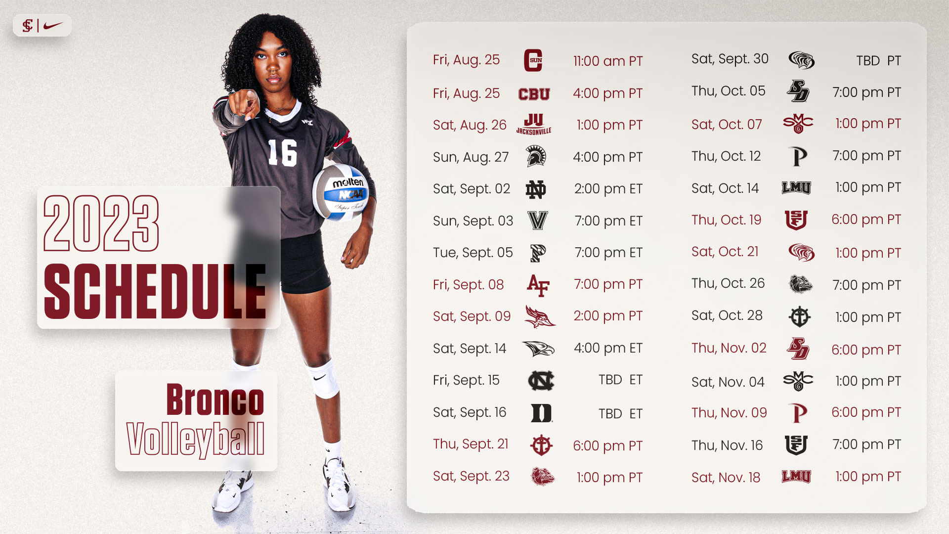 Volleyball Announces Strong 2023 Schedule Santa Clara University