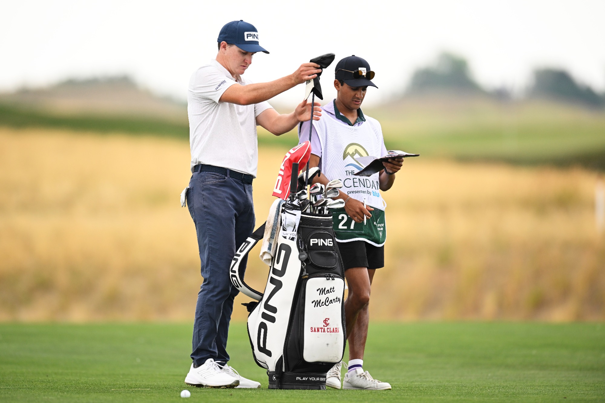 BERTHOUD, COLORADO - JULY 14: Matt McCarty selects a club on the 13th fairway during the final round of The Ascendant presented by Blue at TPC Colorado on July 14, 2024 in Berthoud, Colorado. (Photo by Eakin Howard/Getty Images)