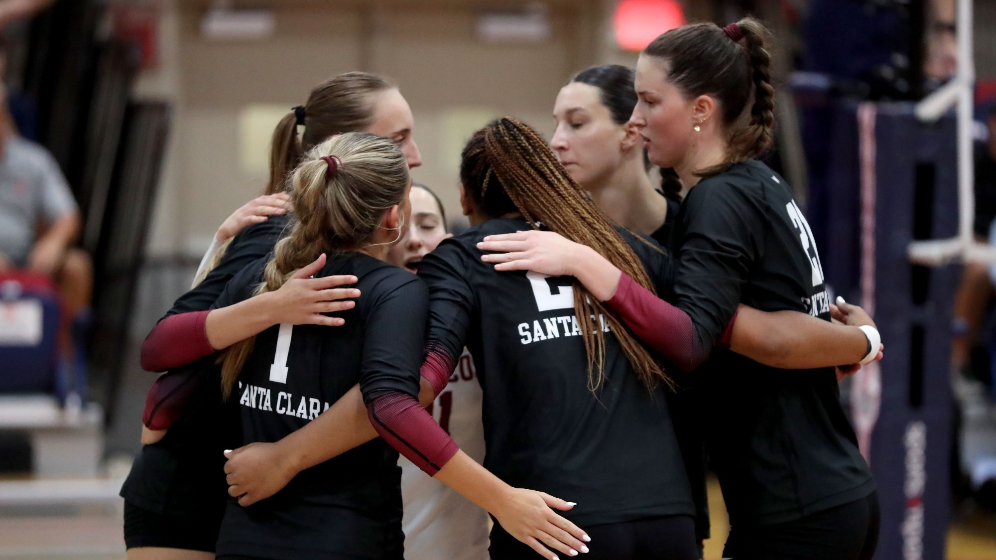 Volleyball Huddle at Dayton, 8-29-2026