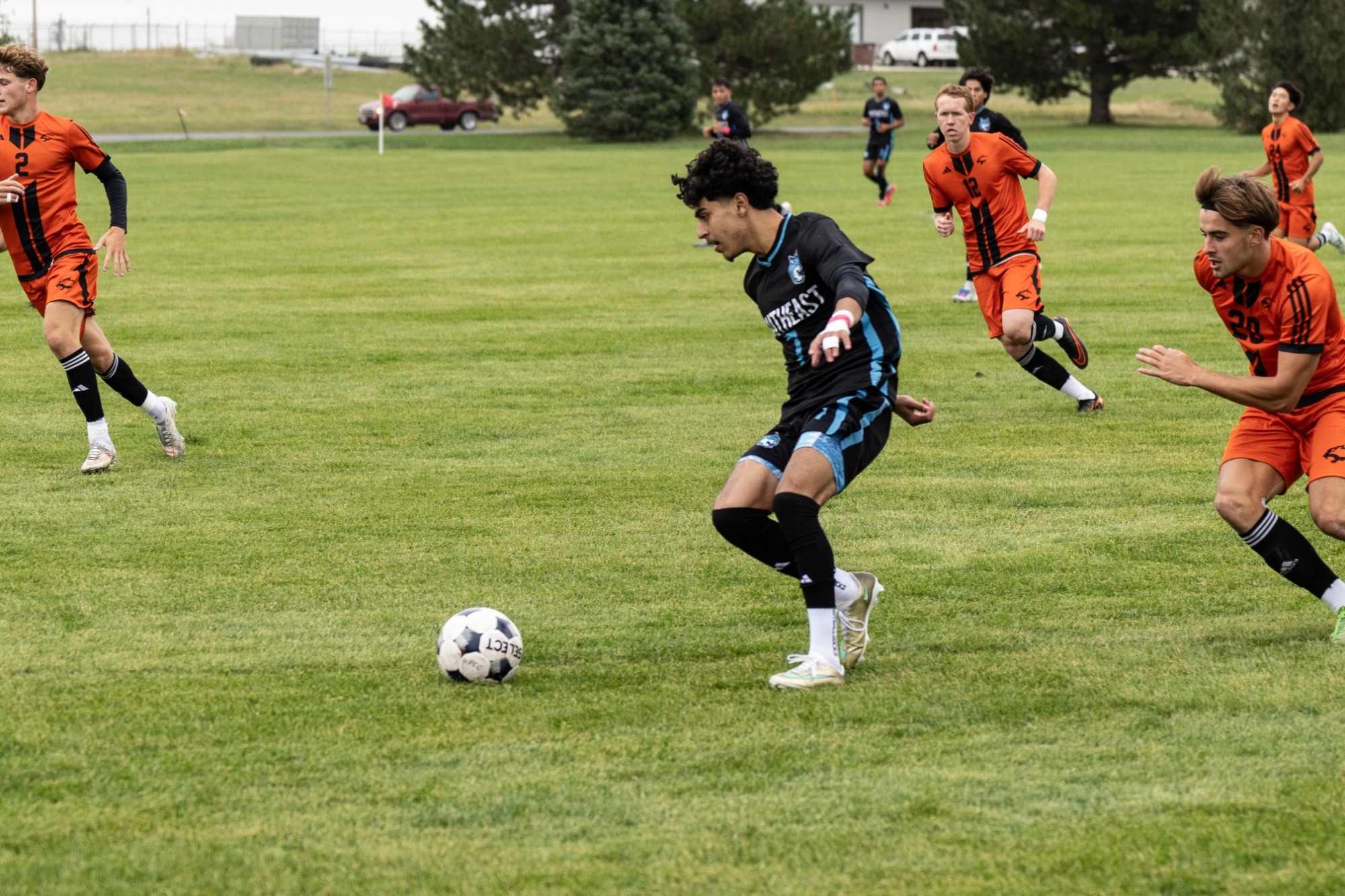 Samir Sidiqi takes the ball in a match against Neosho County