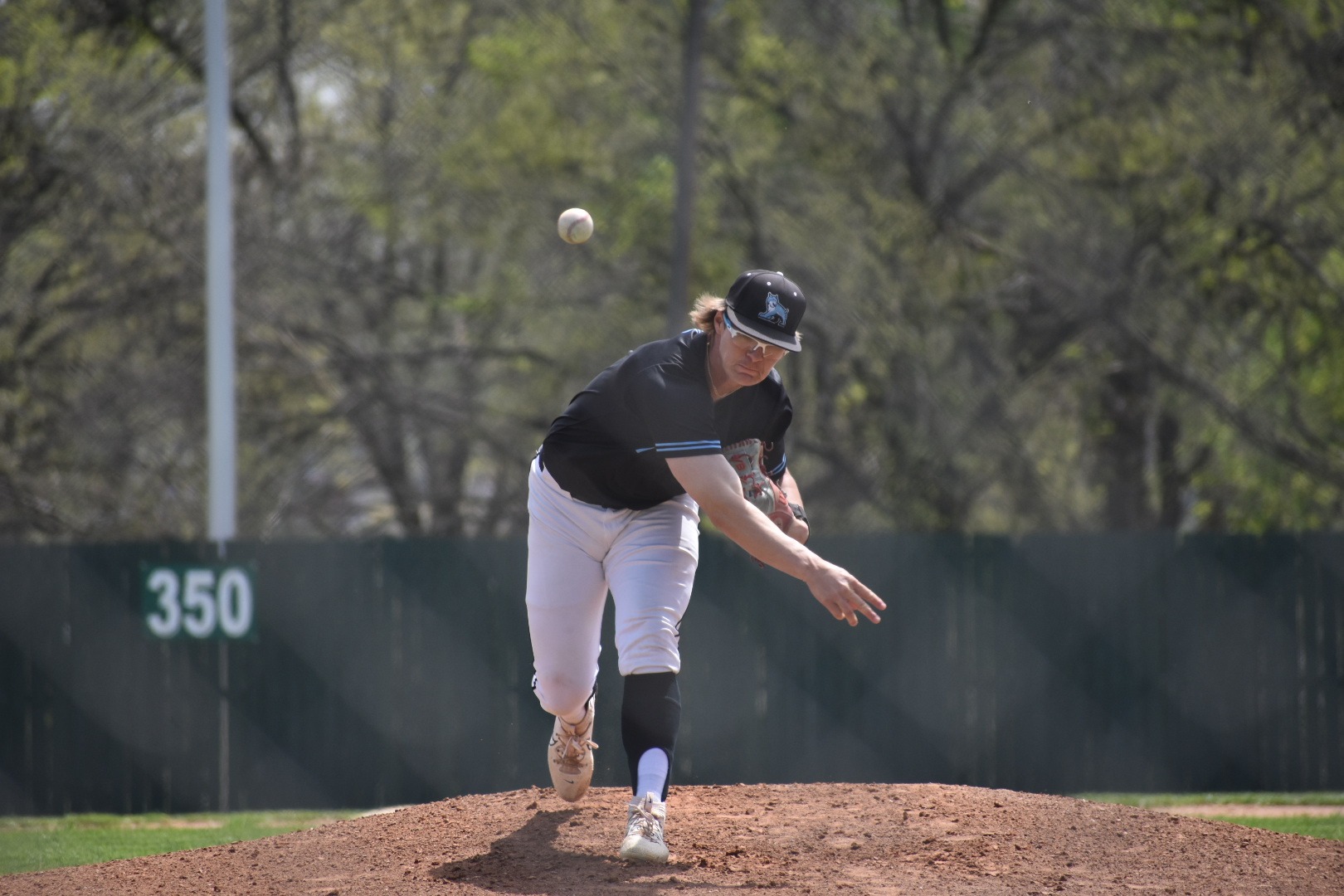 SCC Pitcher Crew Moeller throws from the mound.
