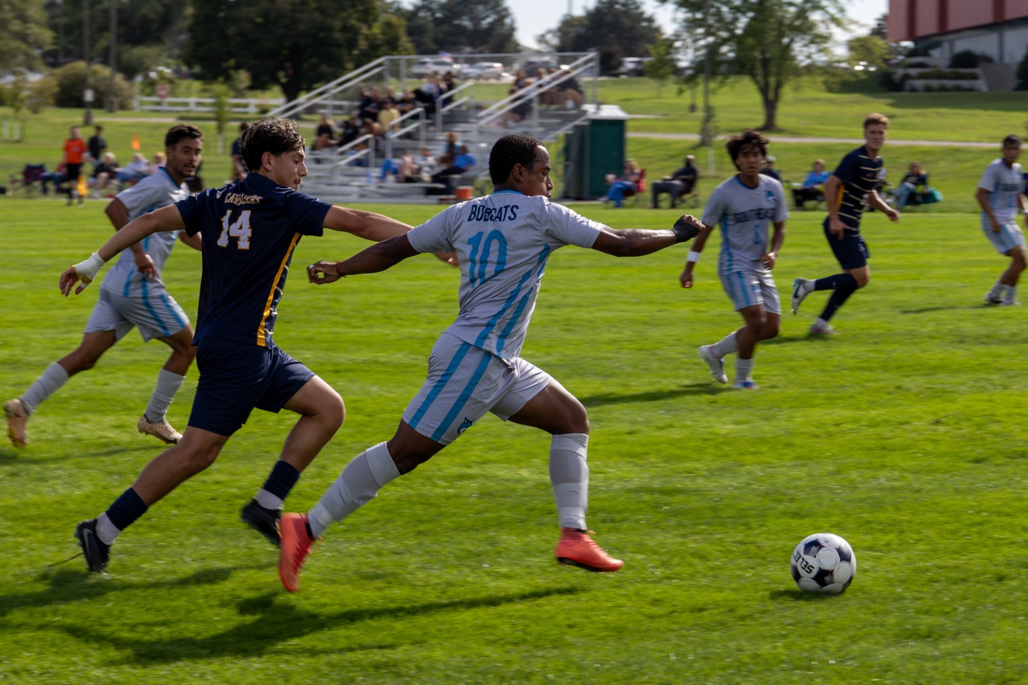 Edu Valencia forwards the ball against Johnson County