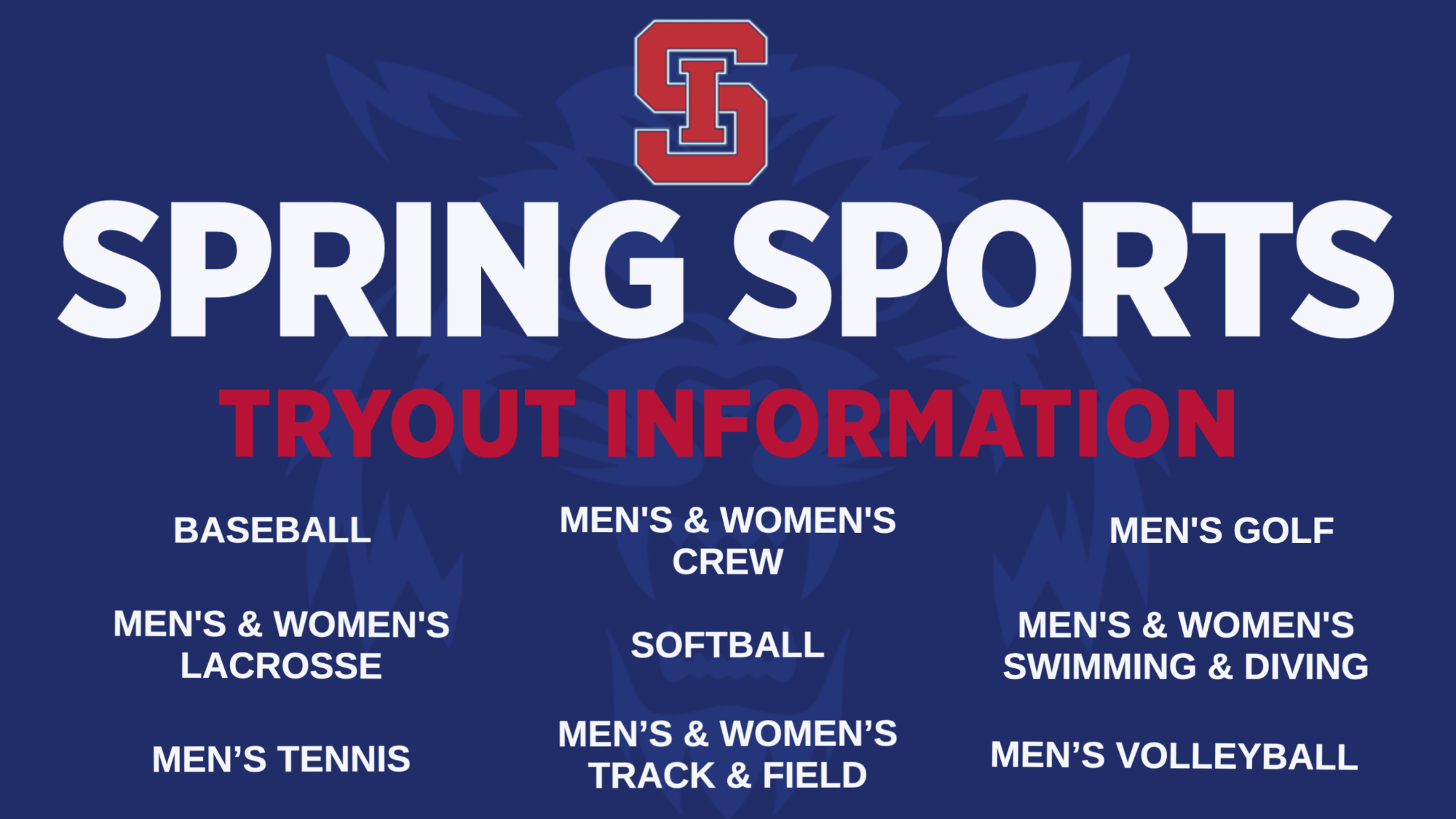 Spring Sports Tryout Info