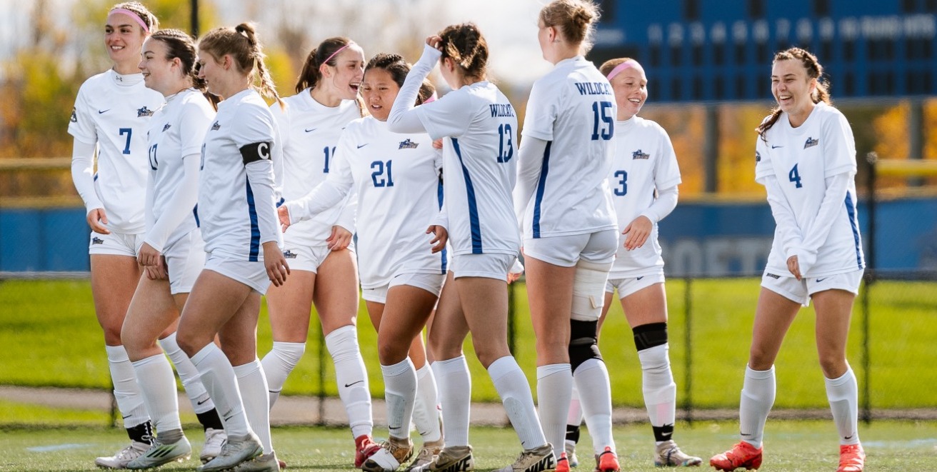 suny poly women's soccer team hypes each other up ahead of their conference game