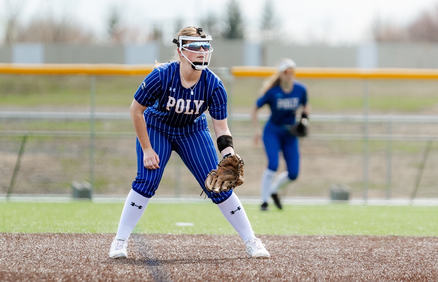 SUNY POLY softball player gets ready for next pitch 