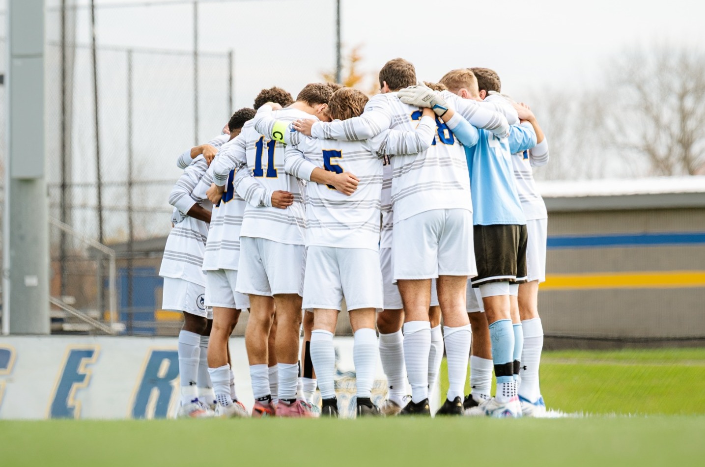 SUNY Poly men's soccer team huddles up ahead of conference matchup