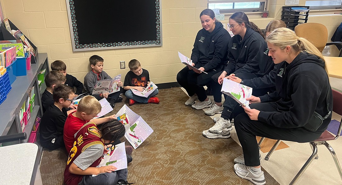 Tiffin University's softball program engaged in the 2nd and 7 Reading program.