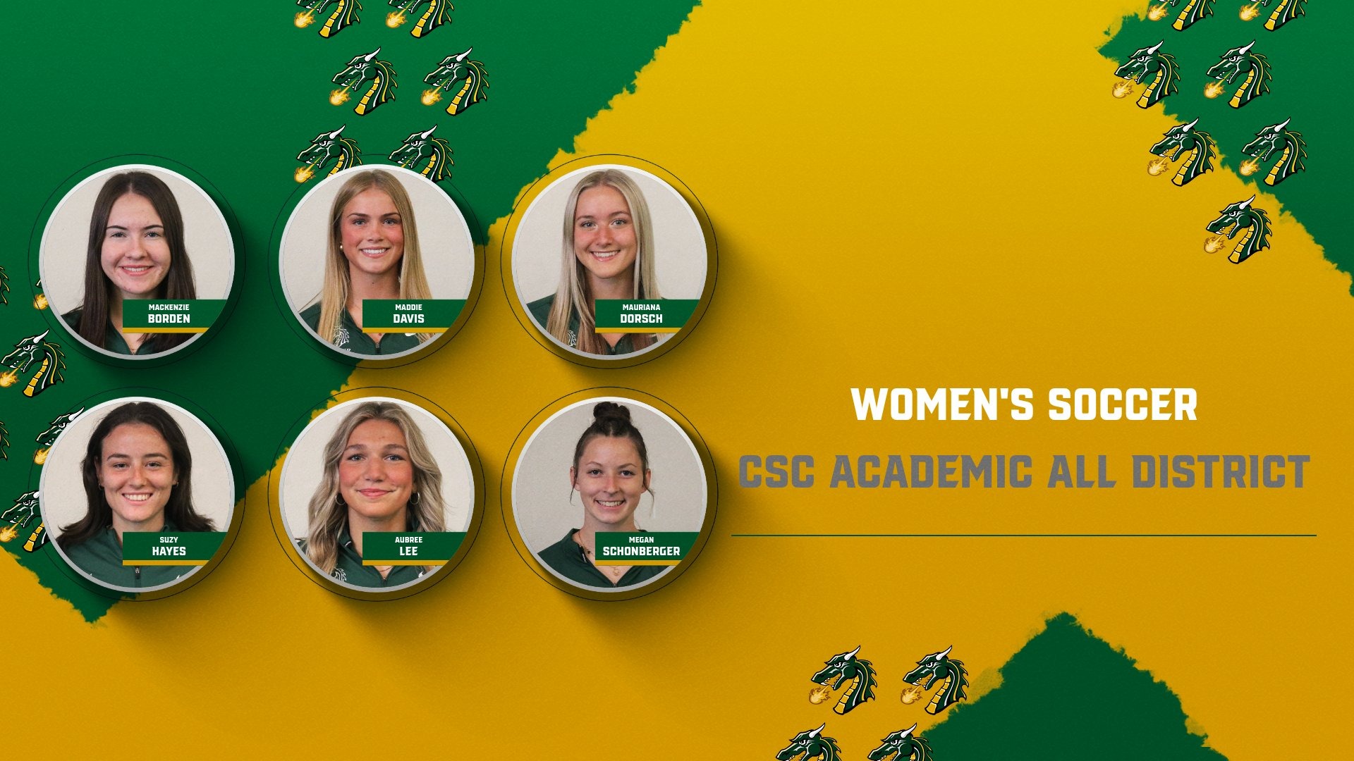 Six women's soccer student-athletes have been named CSC Academic All District