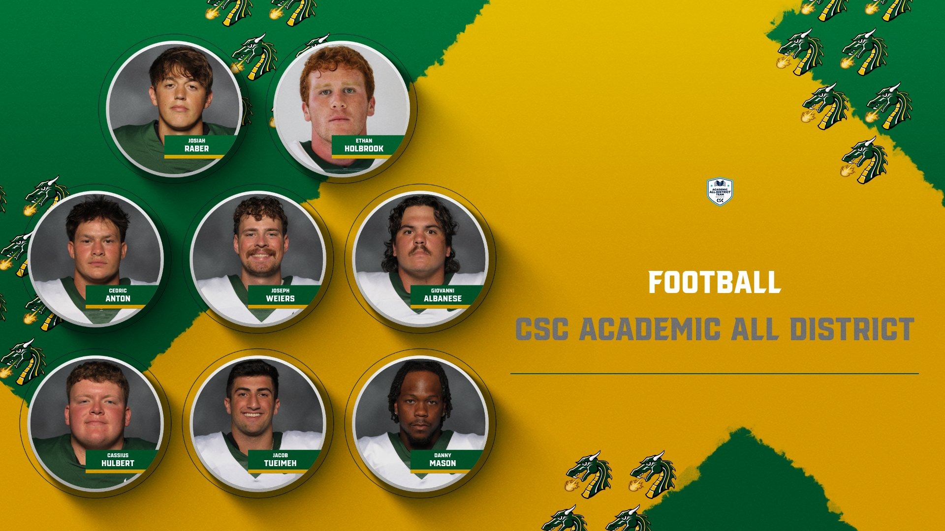 Eight Tiffin University football players have been named CSC Academic All District.