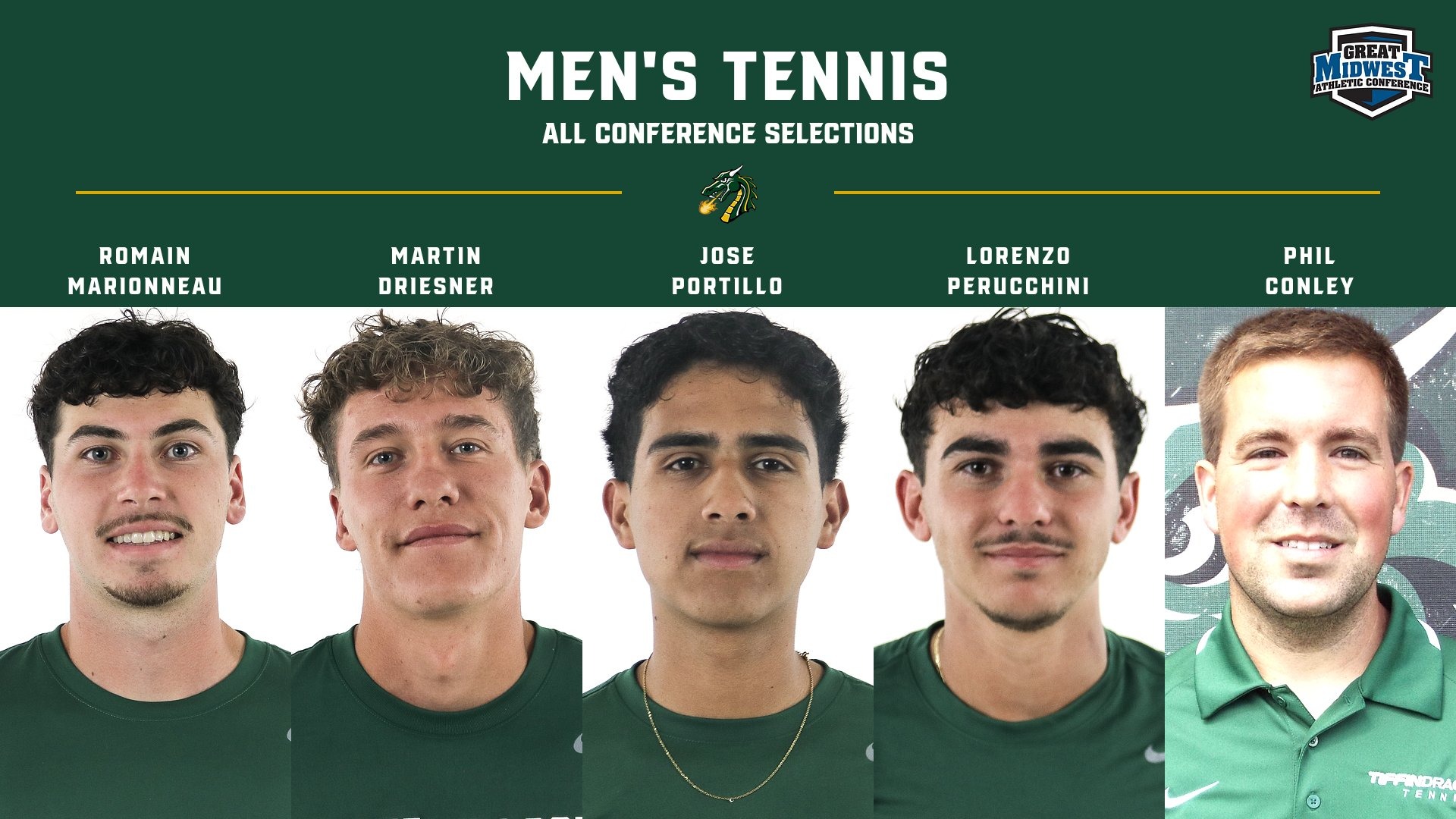 Tiffin University had numerous men's tennis honorees.