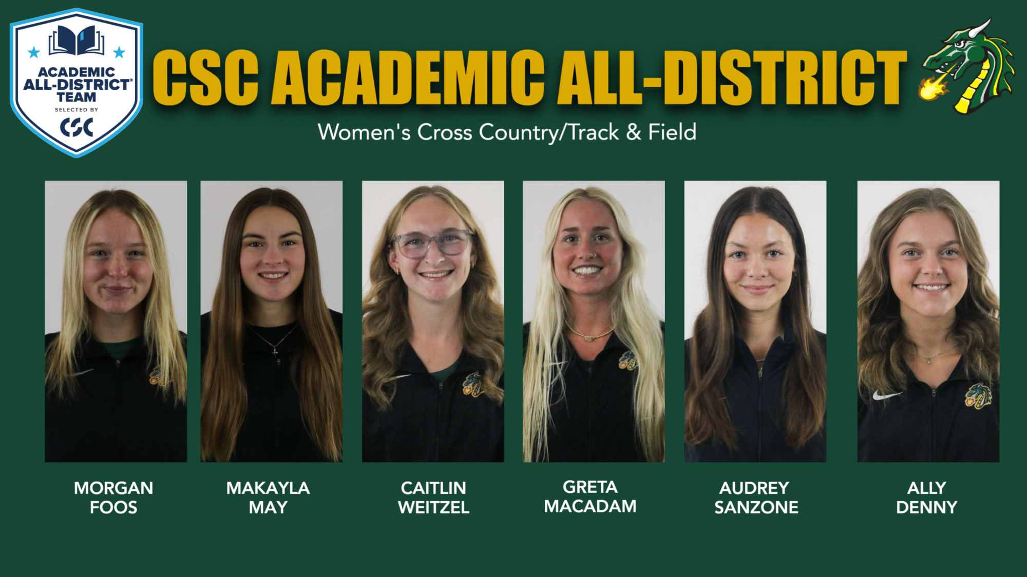 Women's Cross Country and Track & Field has six selected CSC Academic All-District