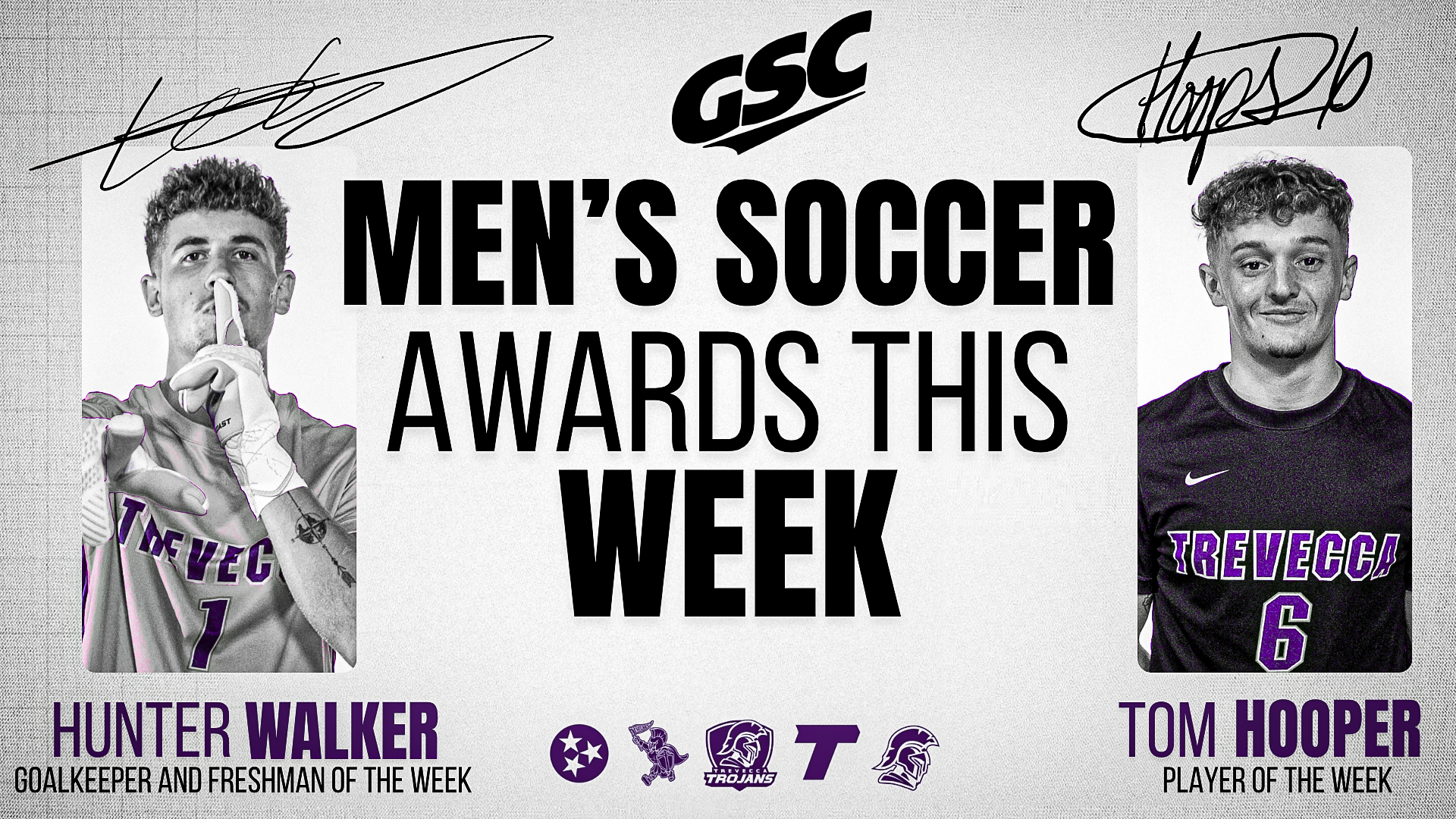 Hunter Walker Tom Hooper Gulf South Weekly Honors Freshman Goalkeeper Player of the Week