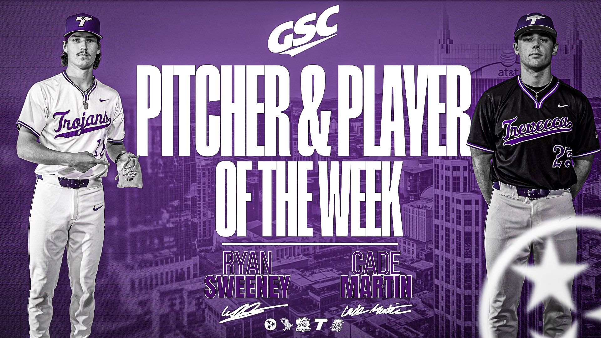 Cade Martin Ryan Sweeney Gulf South Weekly Awards