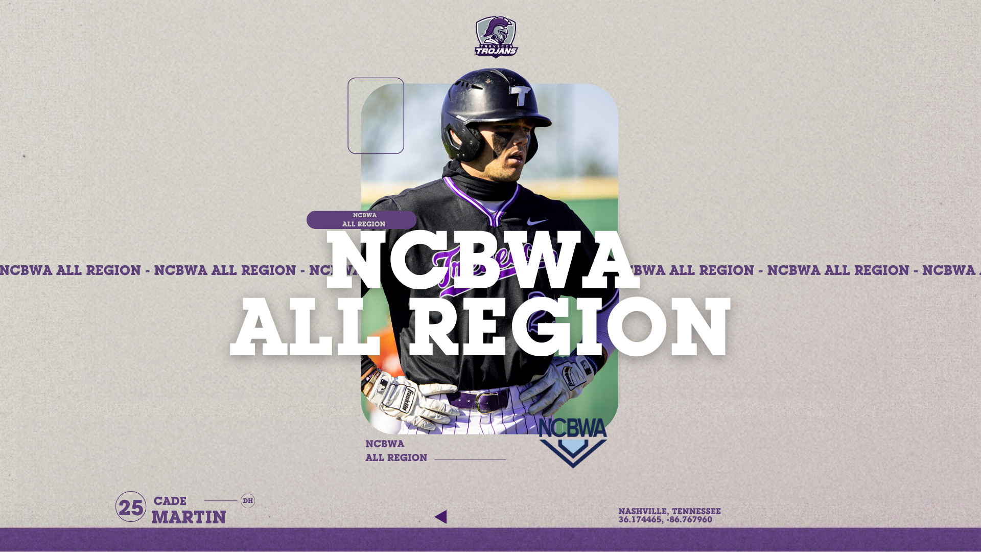 Cade Martin NCBWA All-Region SOUTH 2026