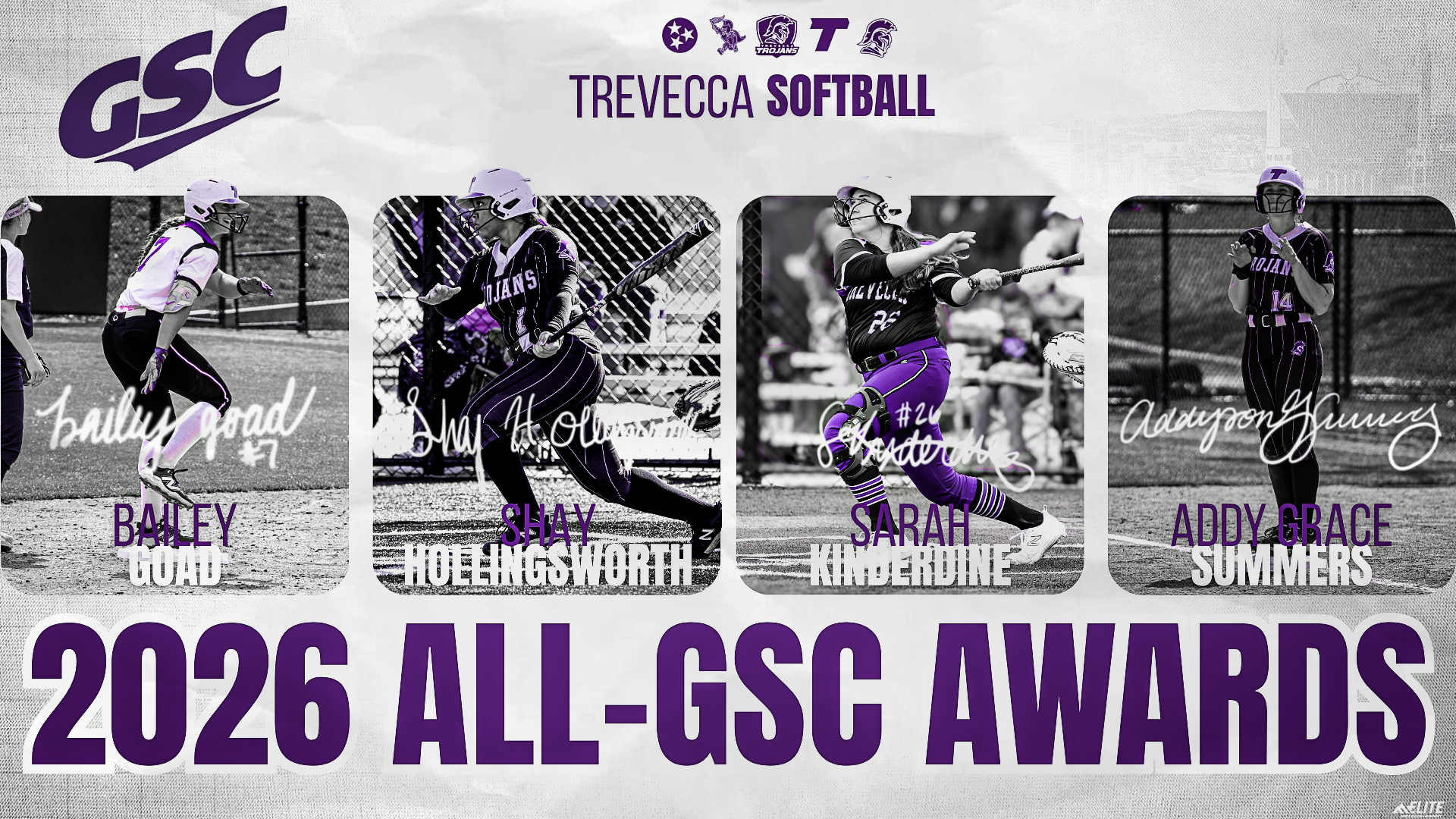 2026 Gulf South All Conference Bailey Goad Addy Grace Summers Sarah Kinderdine Shay Hollingsworth
