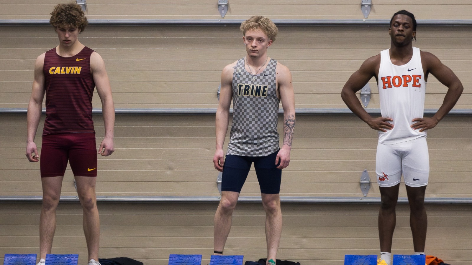 Trine sprinter Kyle Redd prepares for his race