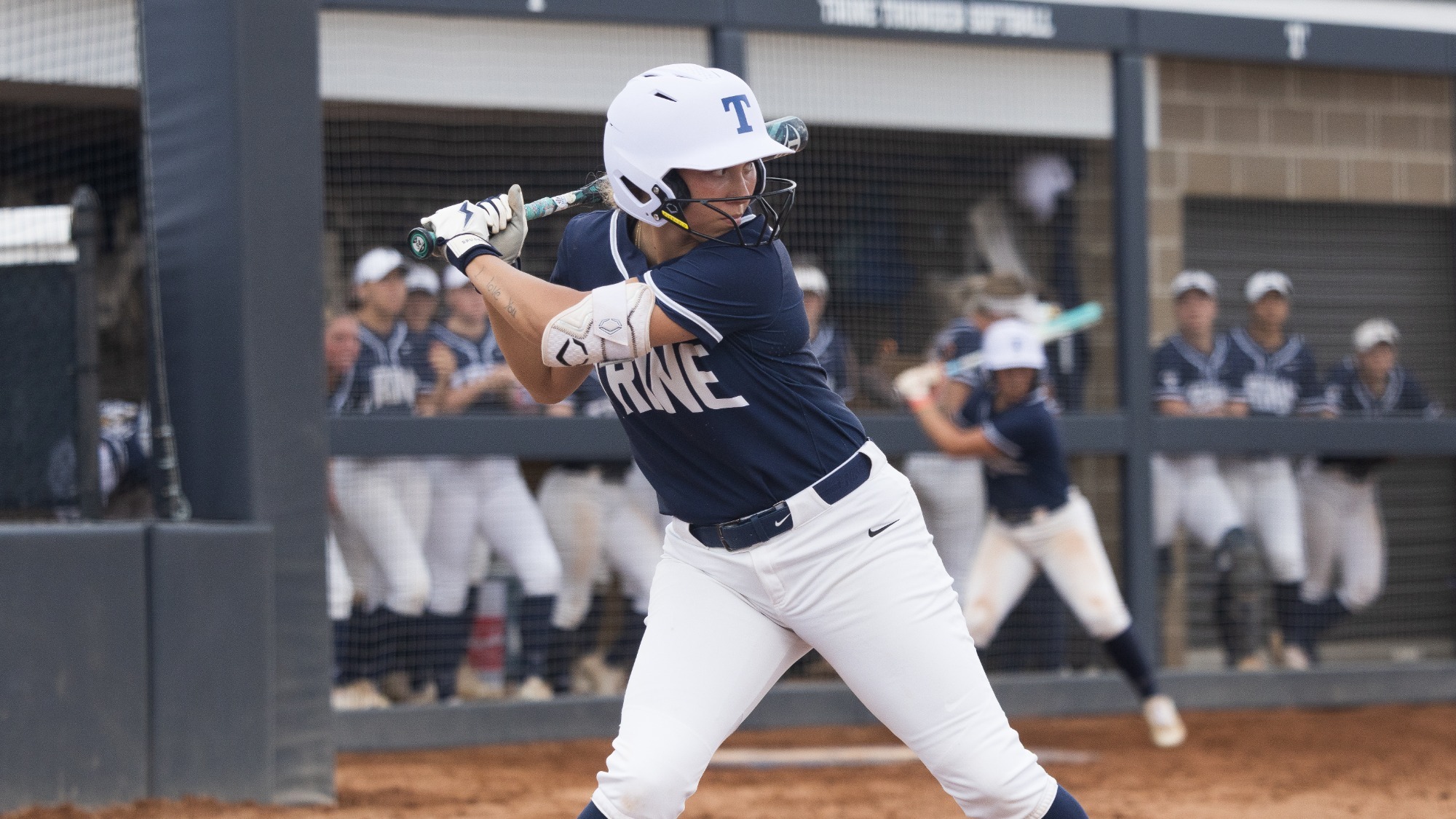 Macy Rocha takes an at-bat.