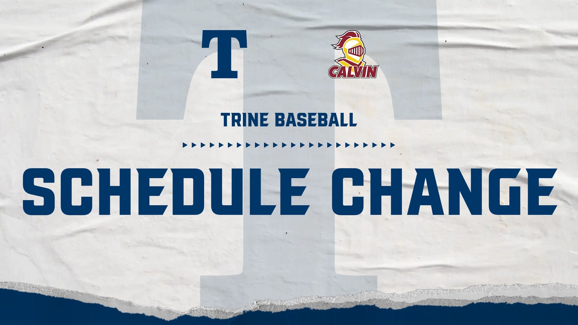 Baseball vs Calvin Reschedule Graphic