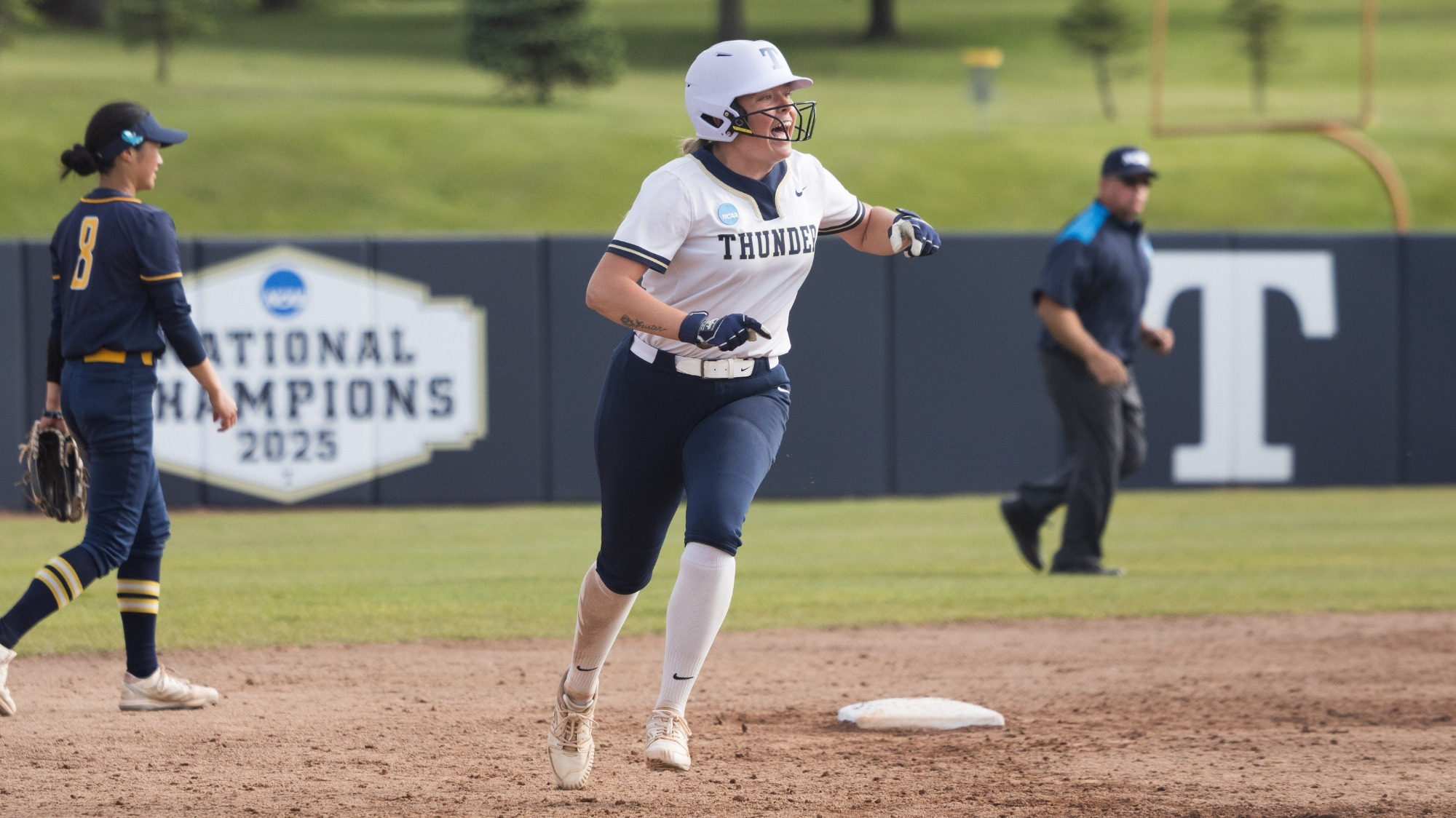 Hill rounds the bases after a record breaking home run