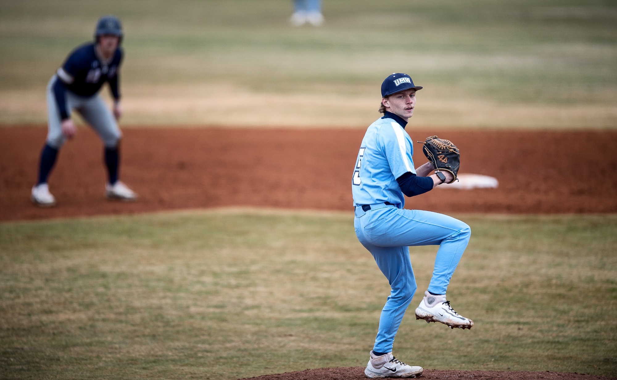 UMW's Gavin Riley throws a pitch