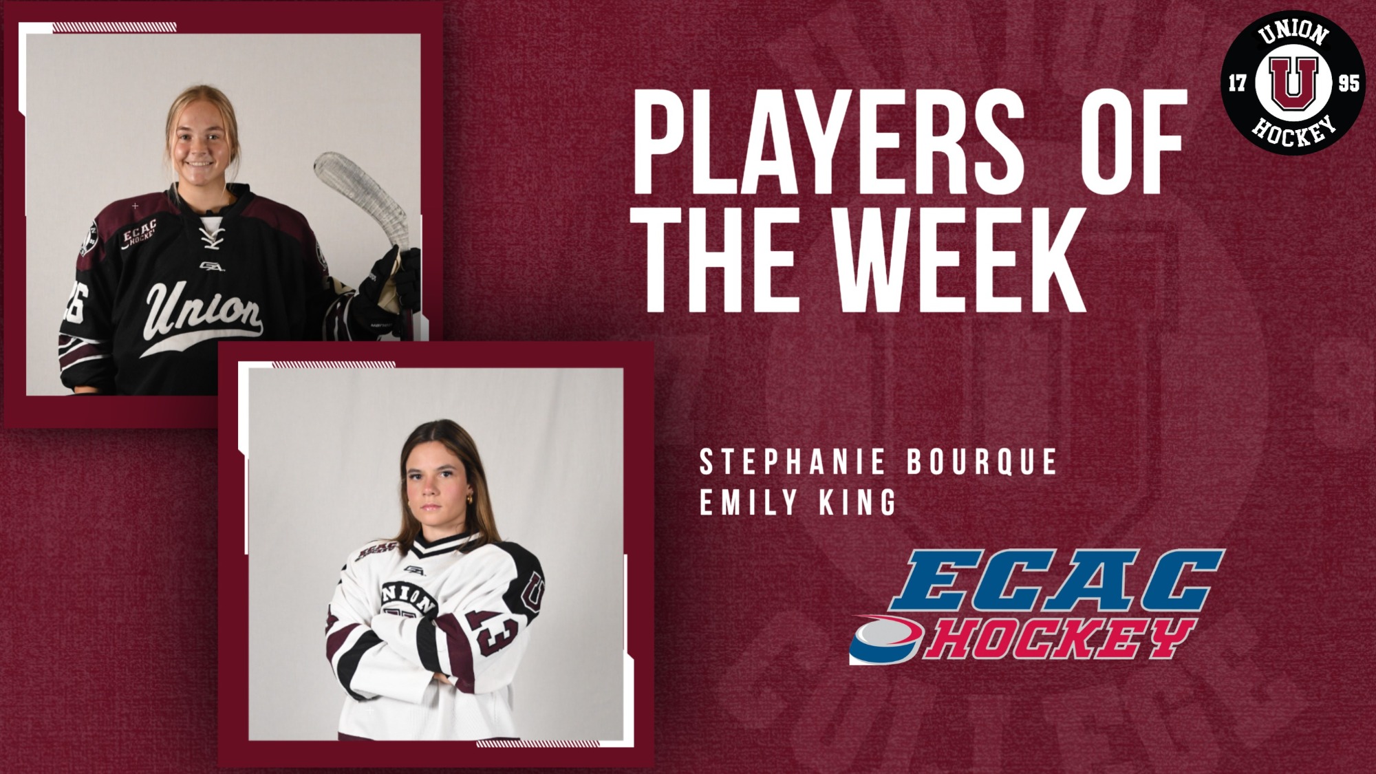 Bourque and King Named ECAC Players of the Week Union College Athletics