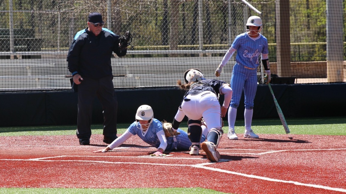 Eagle Softball Player Sliding into Home