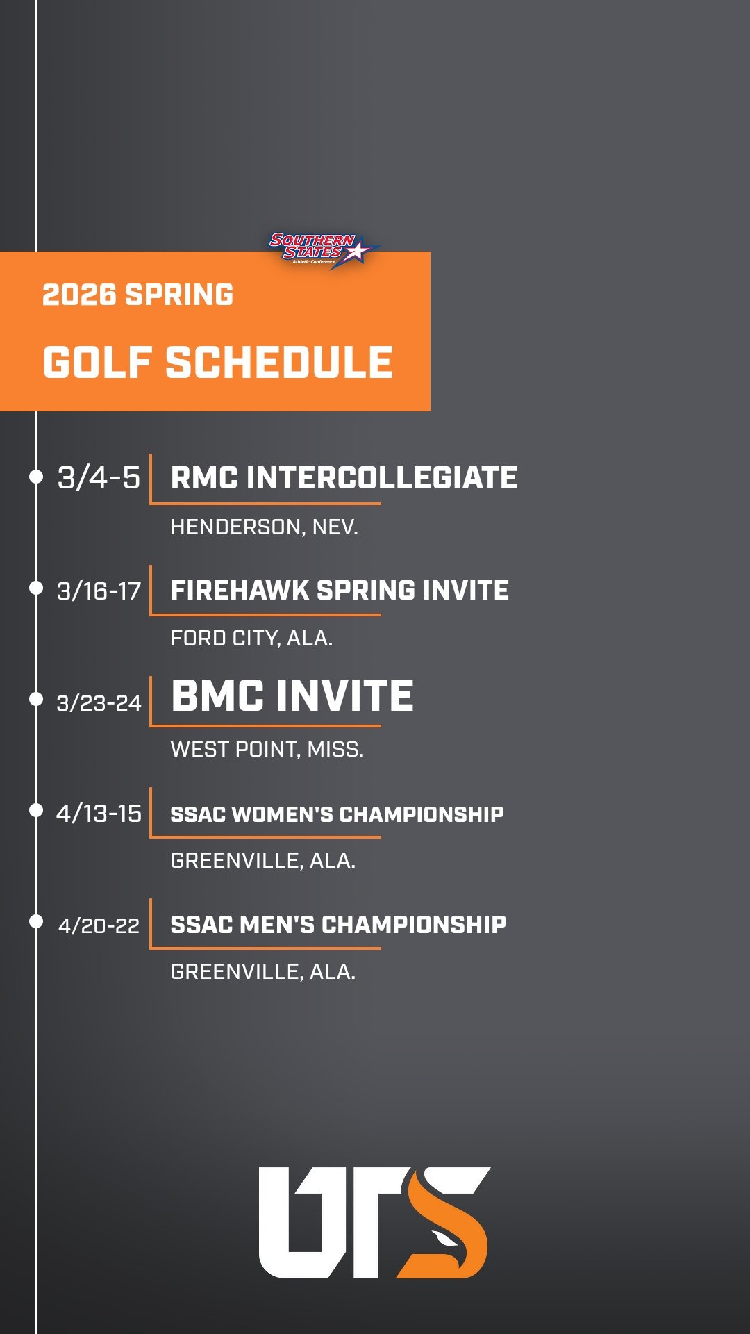 2026 Spring Golf Schedule