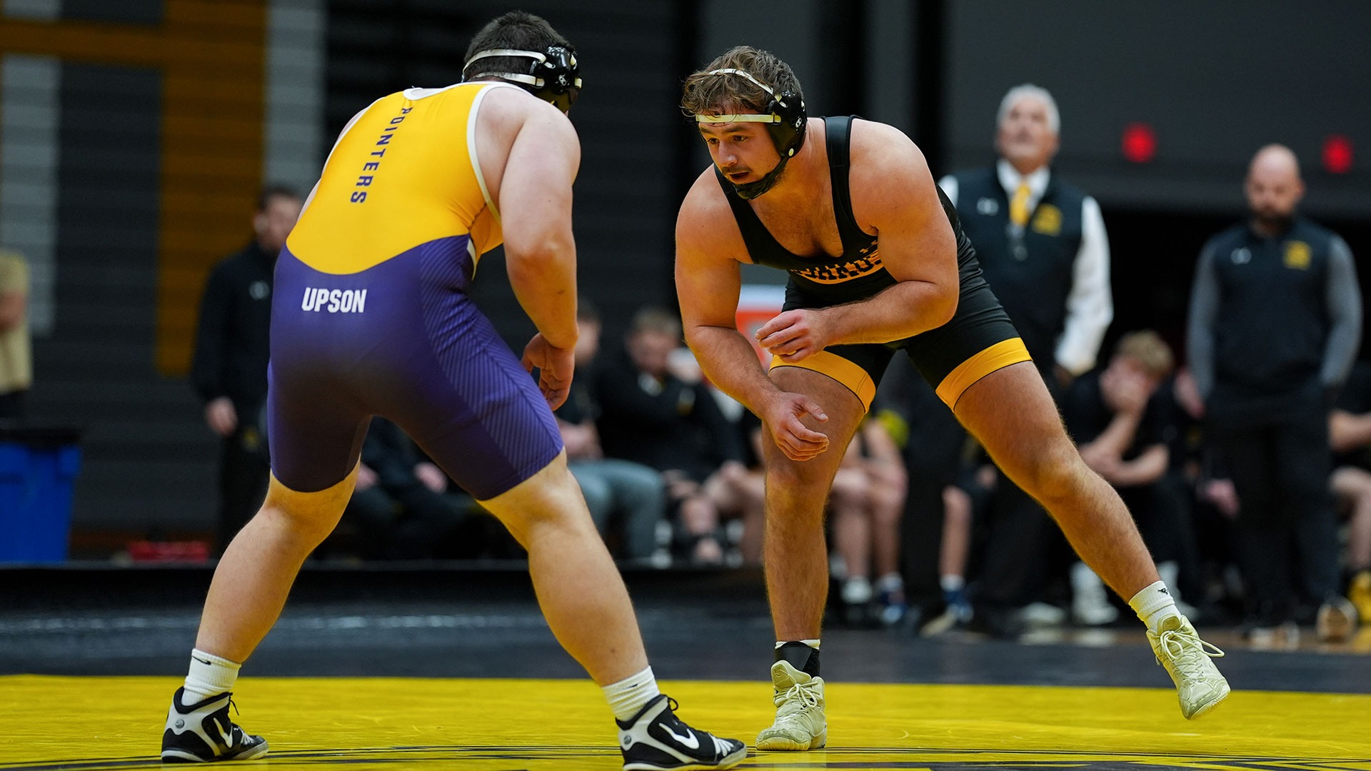 2025 Roman Martell Action Shot, circling his Stevens Point opponent