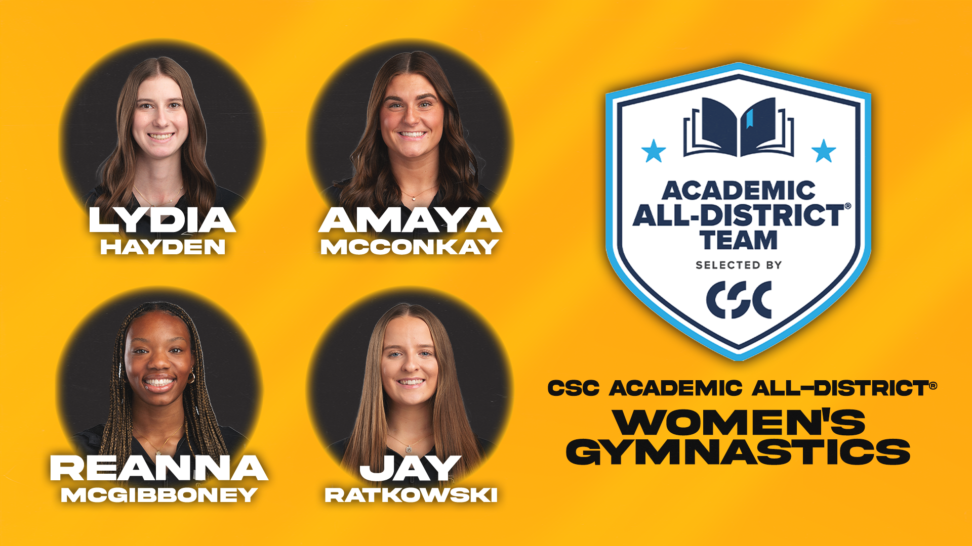2025 Women's Gymnastics CSC Academic All-District Graphic
