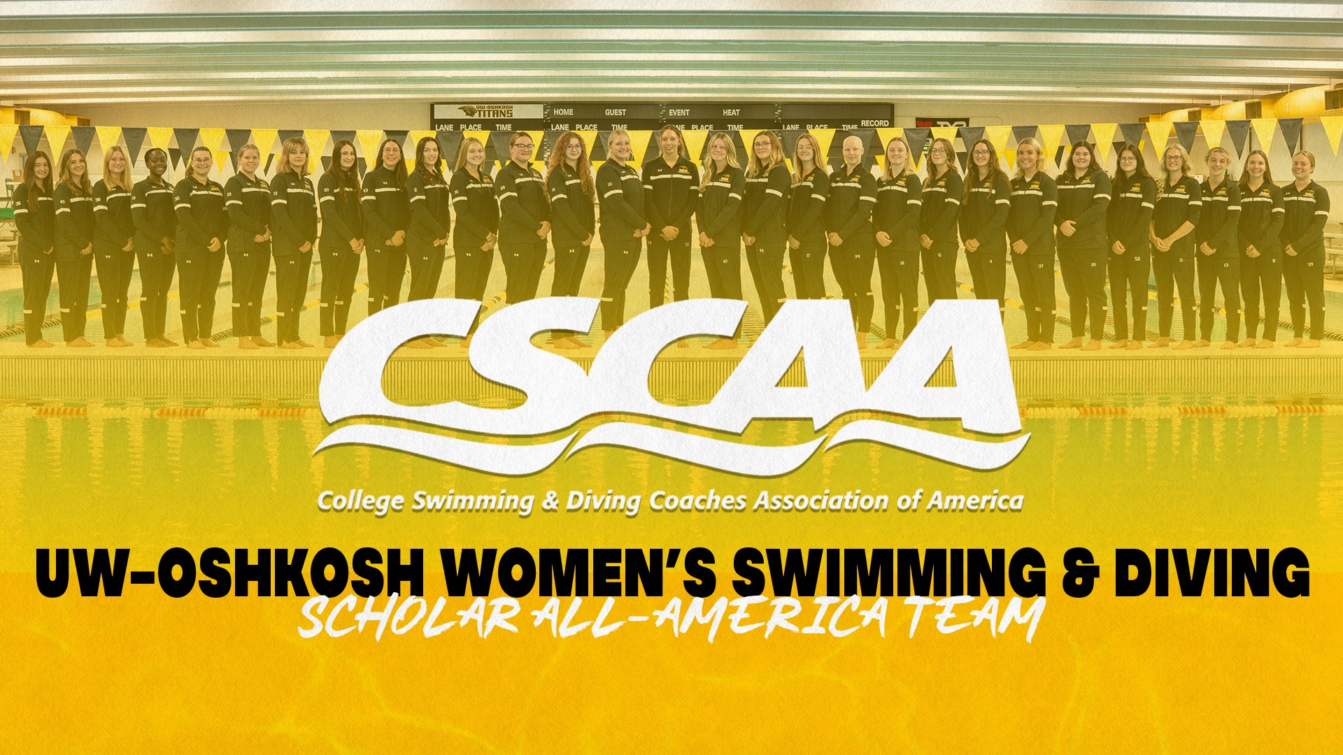 2025-26 Women's Swimming & Diving CSCAA Fall Scholar All-America Team Graphic