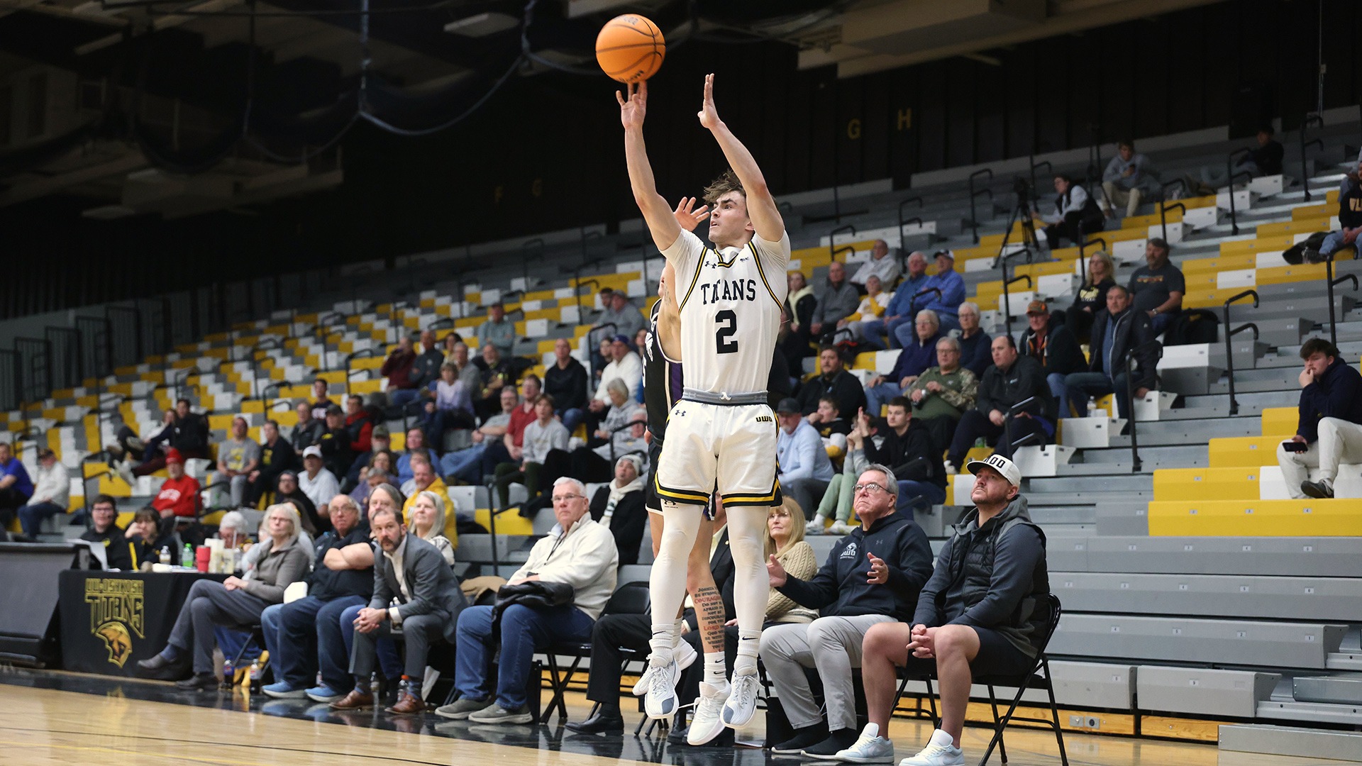 2026 Joey LaChapell Action Shot, shooting a 3-pointer against Whitewater