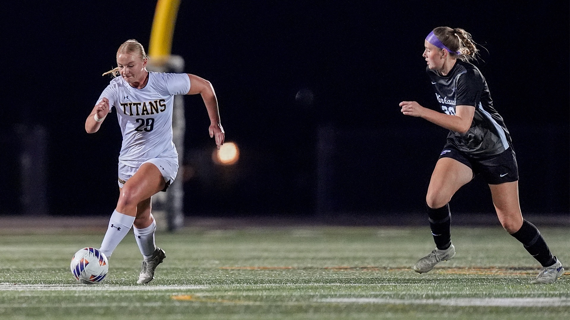 2026 Ella Duckmann Action Shot, dribbling the ball against Whitewater