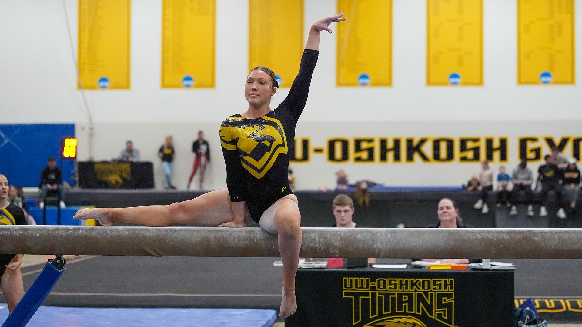 2026 Kristina Jakubiak Action Shot, competing on the balance beam against Hamline