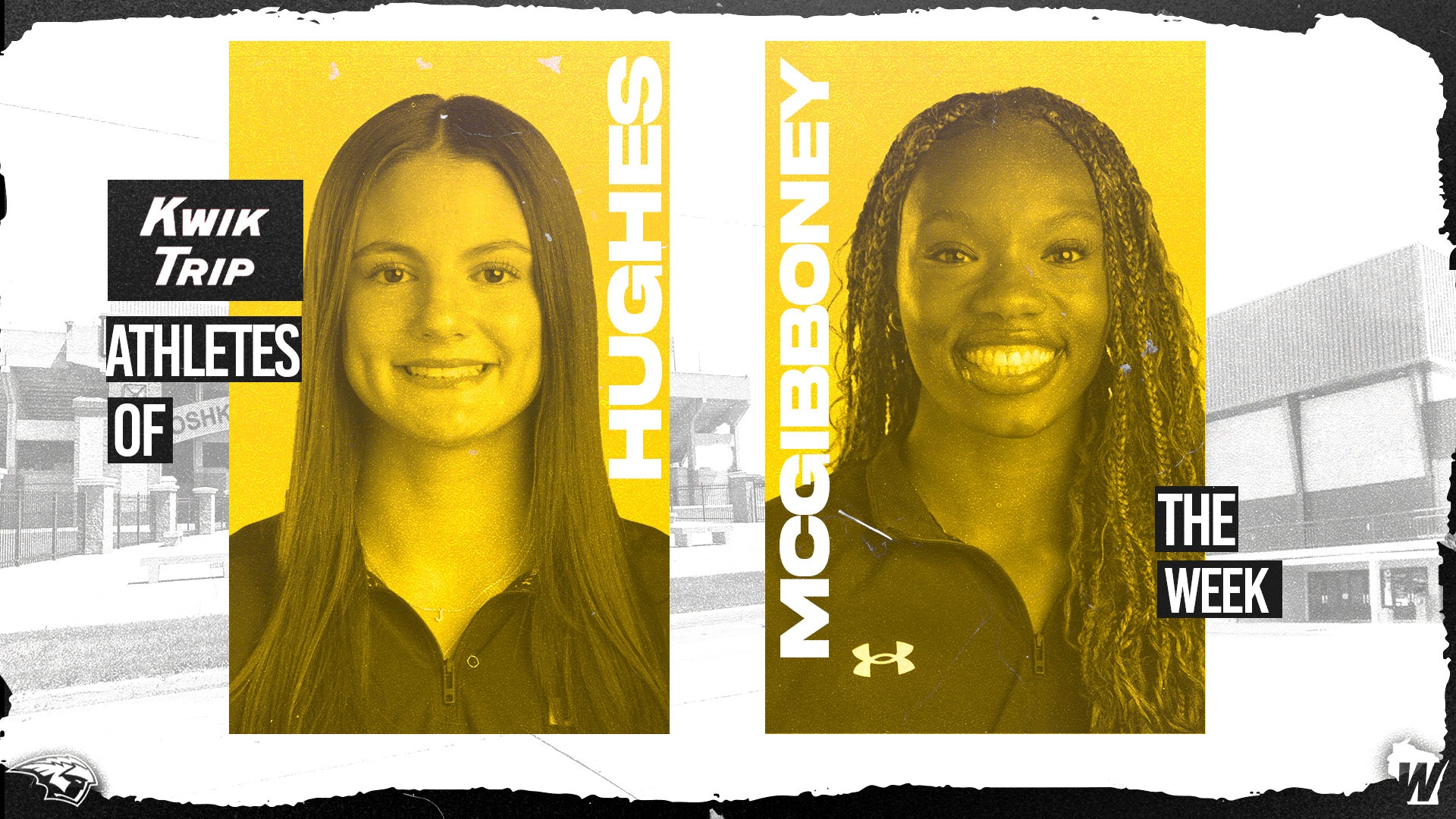 2026 Hannah Hughes, Reanna McGibboney WIAC Athletes of the Week Graphic