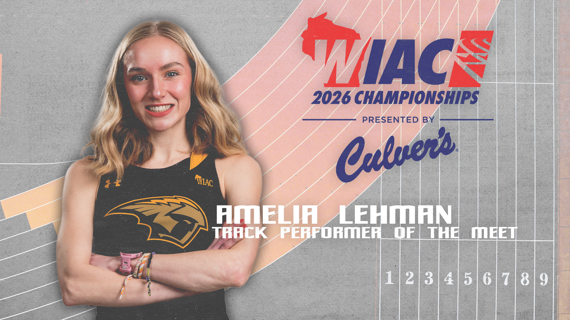 2026 Amelia Lehman WIAC Indoor Track Field Performer of the Meet Graphic