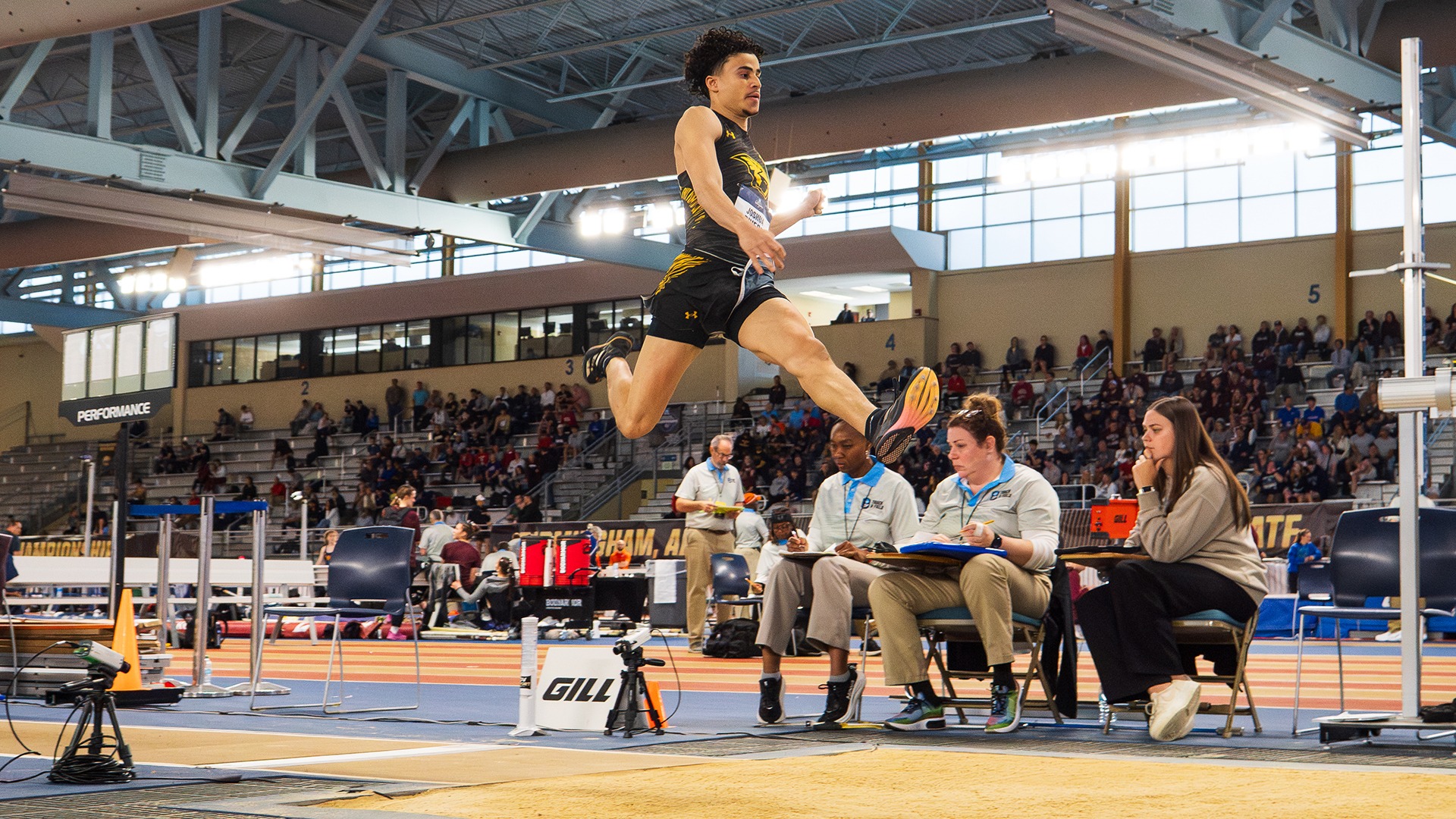 2026 Joshua Rivers Action Shot, competing in the long jump at the NCAA Indoor Championship