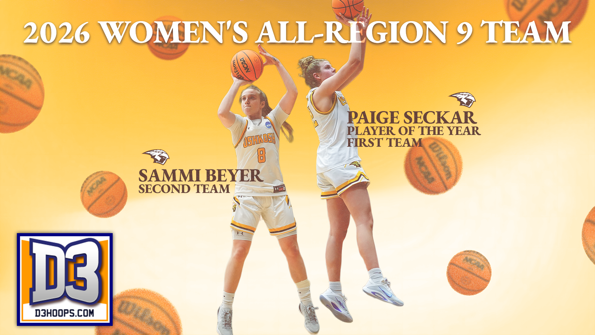 2026 Women's Basketball D3hoops All-Region Graphic