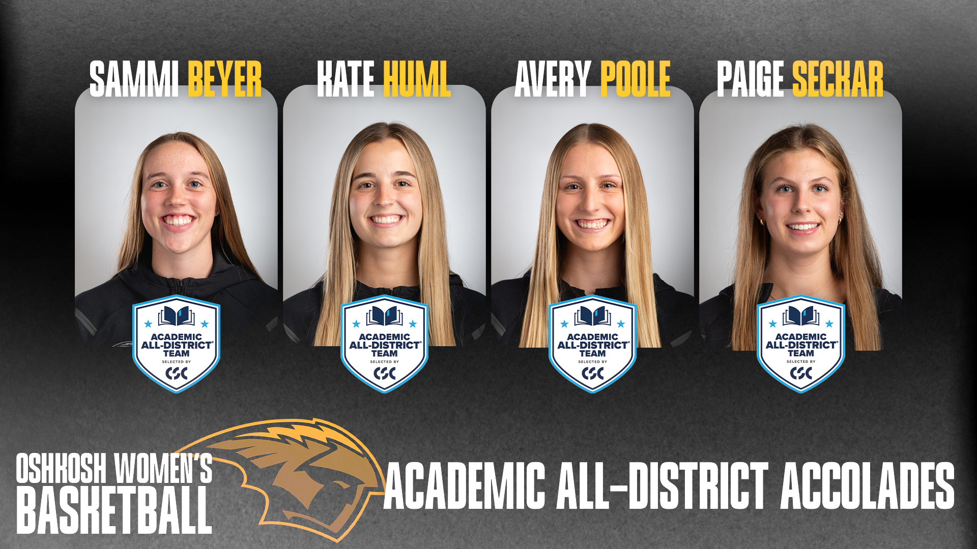 2026 Womens' Basketball CSC Academic All-District Graphic