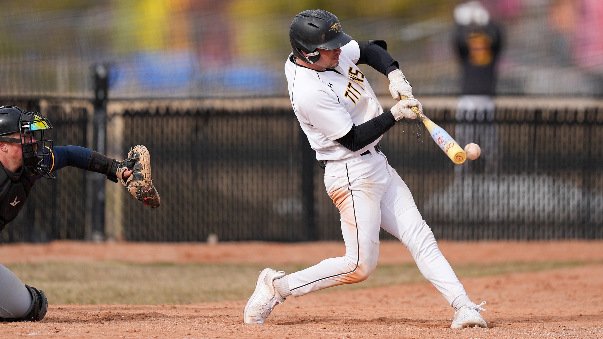 2026 Logan Schill Action Shot, hitting a home run against Eau Claire- Game 2